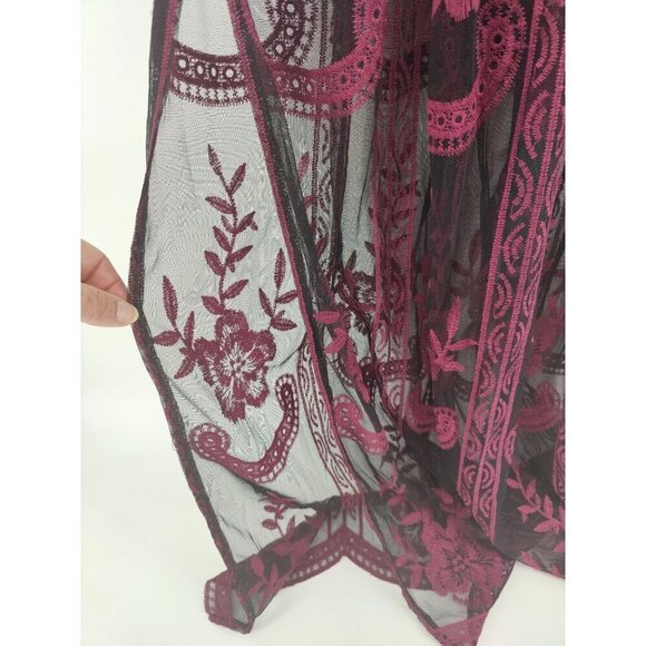 Cloud Ten Canyon Lace Black Romper Dress with Maroon Embroidery Dress Shorts Siz - Picture 15 of 16